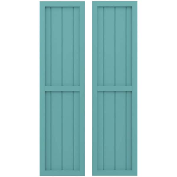 Ekena Millwork Americraft 4-Board Exterior Wood 2 Equal Panel Framed Board-n-Batten Shutters, ARW101BF414X77PTH, PR ARW101BF414X77PTH - main
